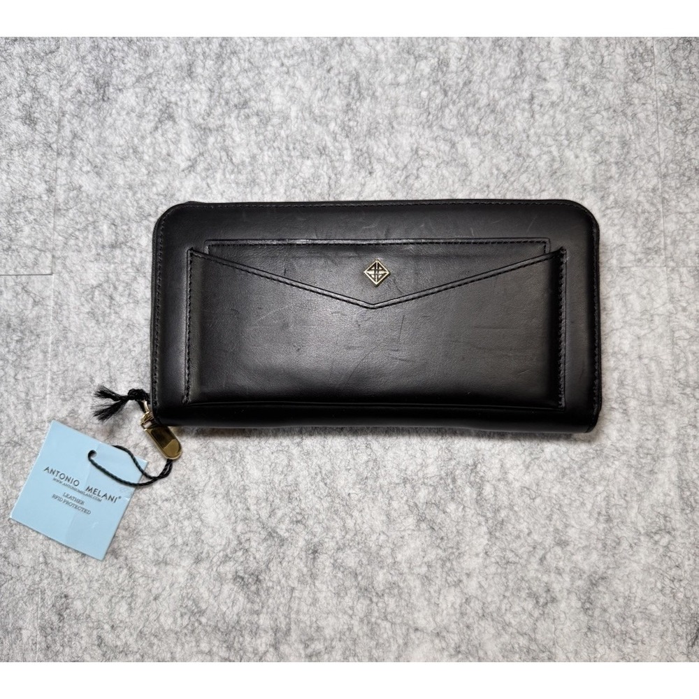 Antonio Milani Front Pouch Zip RFID Protected Leather‎ Wallet